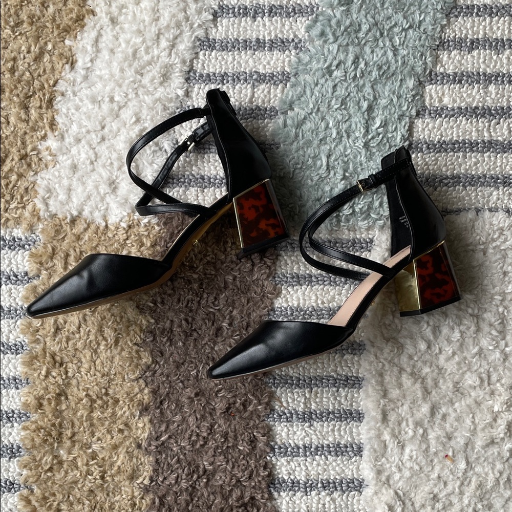 Aldo Black and Brown Block Heel Women's Shoes